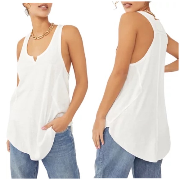 FREE PEOPLE New COTTON oversized longline top tunic J185 - Picture 1 of 6